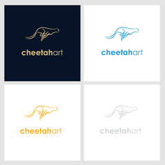 cheetah line company logo. wild animal logo with minimalist concept
