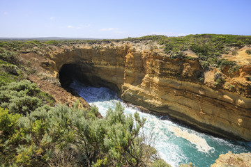 Thunder Cave and Blowhole found on the Great Ocean Road outside Port Campbell in Victoria, Australia.