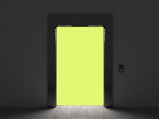 Realistic open Empty Elevator with Half Open Door 3d render