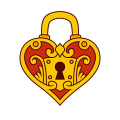 Heart Shaped Lock Illustration