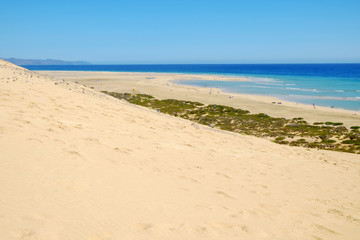 Beach Playa de Sotavento on Fuerteventura, Spain.