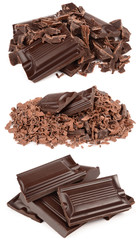 Dark chocolate on a white background