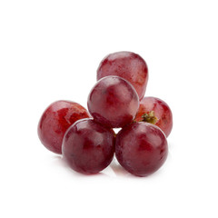 Red grape berry bunch isolated on white background.
