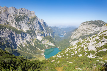 Alpine mountain landscape with lakes near Dachstein, Austria