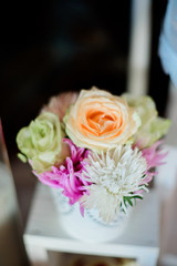 Little bouquet of beige and green roses