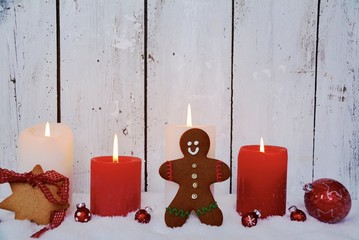 Grußkarte - vier Adventskerzen - Landhausstil