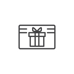 Gift card certificate line icon, outline vector sign, linear style pictogram isolated on white. Symbol, logo illustration