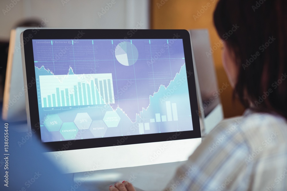 Poster composite image of business interface with graphs and data
