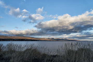 Beautiful natural landscape beach and sea and sky in Iceland,can use for tourist concept.