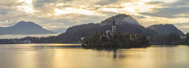 sunrise over Lake Bled, Slovenia