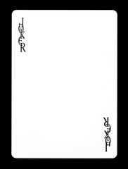 Joker colorless playing card, isolated on black background. - obrazy, fototapety, plakaty