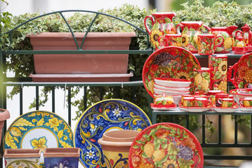 ceramic shop in Positano on Amalfi coast Italy