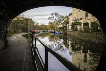 British canal with houseboats