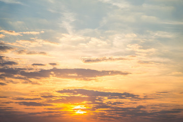 Naklejka na ściany i meble Sunset / sunrise with clouds, Colorful Clouds over tropical sea.