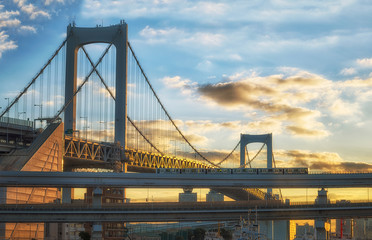 Fototapeta premium Rainbow bridge in Tokyo city at Japan
