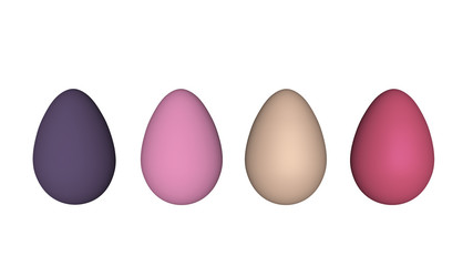 3d-Illustration, bunte Ostereier auf weißem Hintergrund