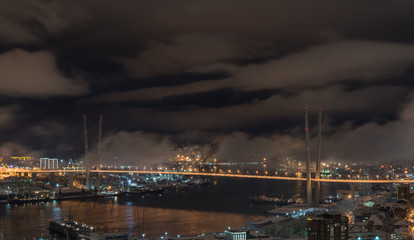Fototapeta premium Vladivostok cityscape, night view. Winter.