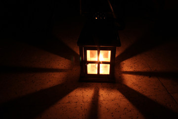 glowing house shape lantern