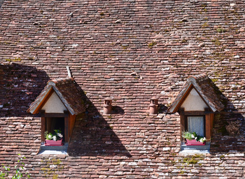 Lucarnes sur toit en lauze
