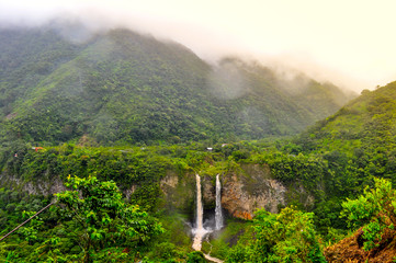 Waterfall Manto de la Novia in Banos de Agua Santa, Ecuador