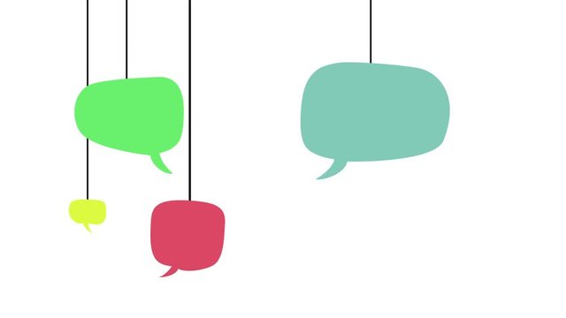 Speech bubbles on white background. Animated flat design. Concept of messages, talking and chatting.