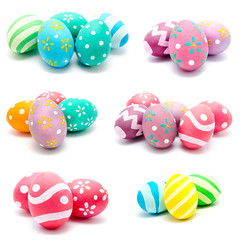 Collection of photos perfect colorful handmade easter eggs