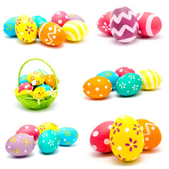 Collection of photos perfect colorful handmade easter eggs