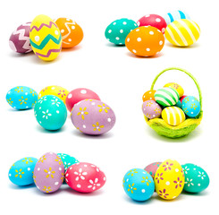 Collection of photos perfect colorful handmade easter eggs