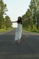 Nice young girl catches a ride 