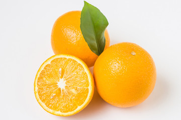 Oranges on white background