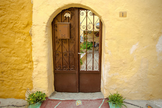 Entrance to the courtyard, Rhodes, Greece.
