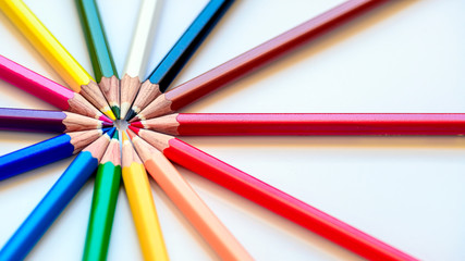 Fototapeta premium Bunch of sharp colorful pencils