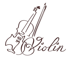 violin  line art hand drawn illustration. vector