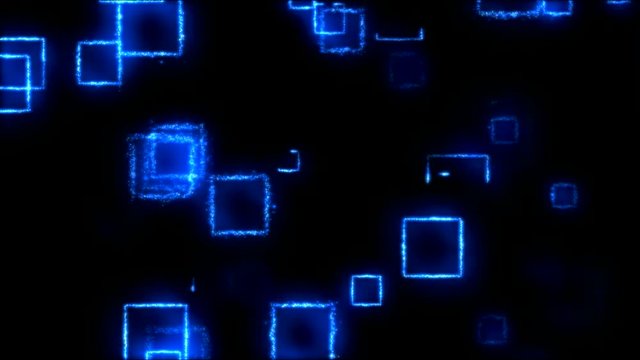 Drawing Square Shapes on Black Background - Loop Blue