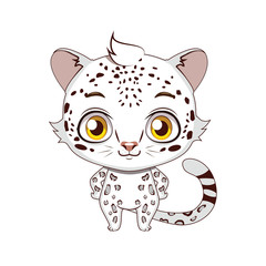 Cute stylized cartoon snow leopard illustration ( for fun educational purposes, illustrations etc. )