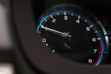 Tachometer in the new car.