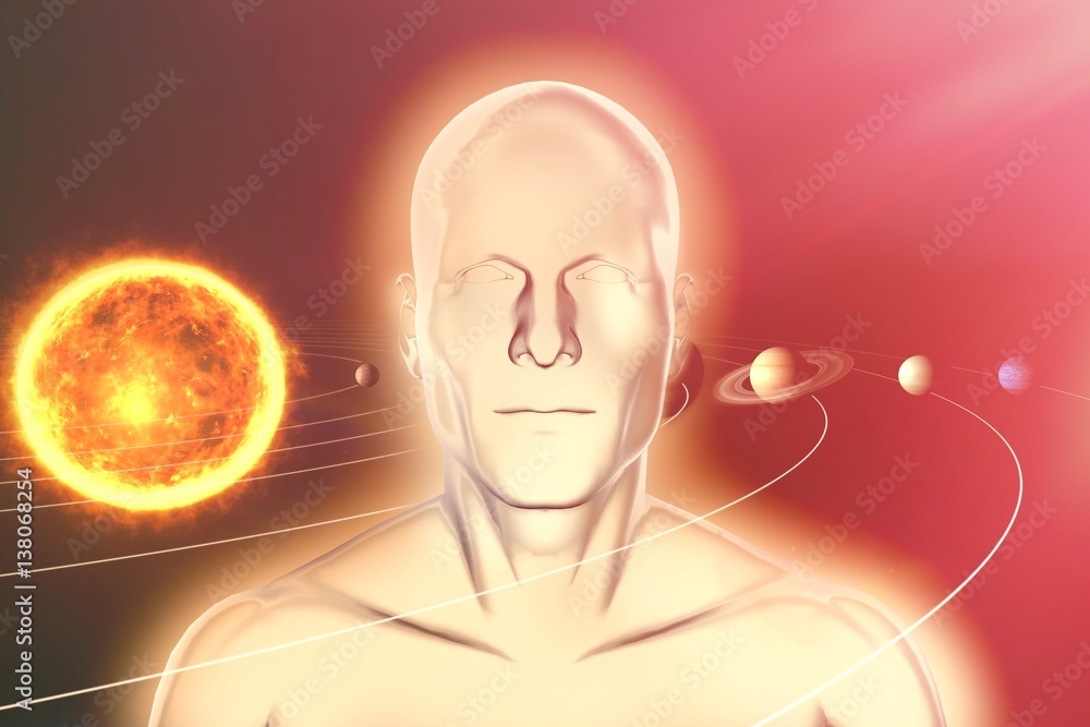Poster composite image of composite image of various planets with sun
