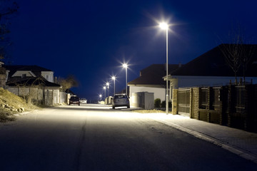 empty street with modern streetlights