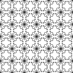 Abstract floral seamless pattern on black and white.