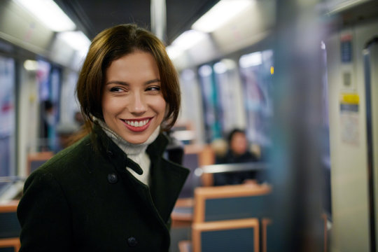 young woman in the subway.