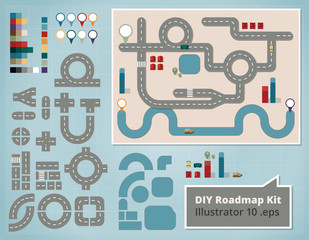 Road Map Design Elements, Set of vector Illustrations