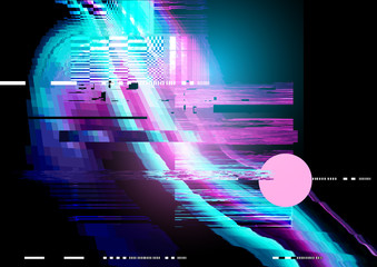 Glitch and distorted texture pattern background. Vector illustration