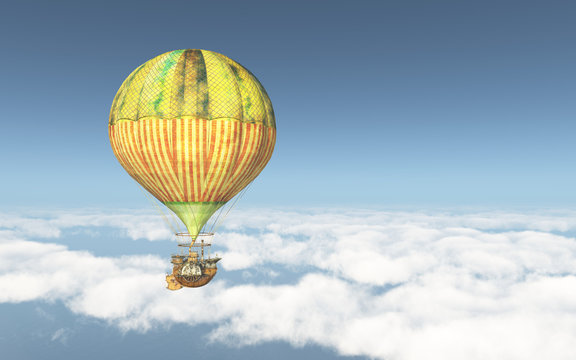 Fantasie Heißluftballon über den Wolken