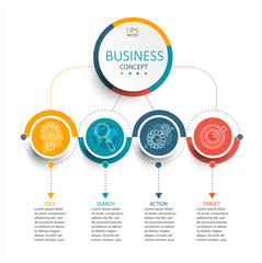 Vector illustration infographic template with 3D circles paper label.