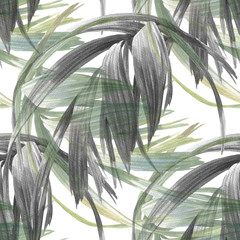 Akwareli ilustracja liść, bezszwowy wzór na białym tle - 138070434