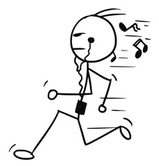 Stickman Cartoon of Running Man Jogging