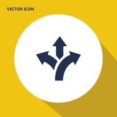 three-way direction arrow vector icon
