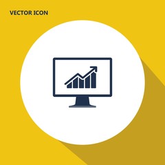 graph on monitor screen vector icon
