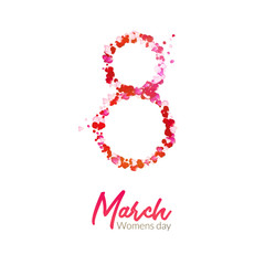8 march holiday card design. Rose petals vector international greetings or congratulations. 8 march - woman day illustration
