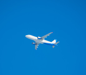 Fototapeta na wymiar on the background of blue sky flying aircraft.